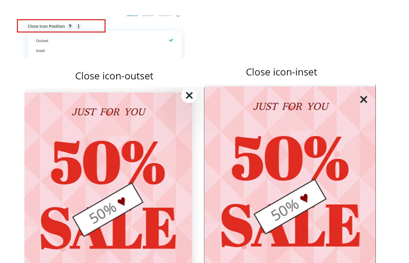 flyin button close icon position