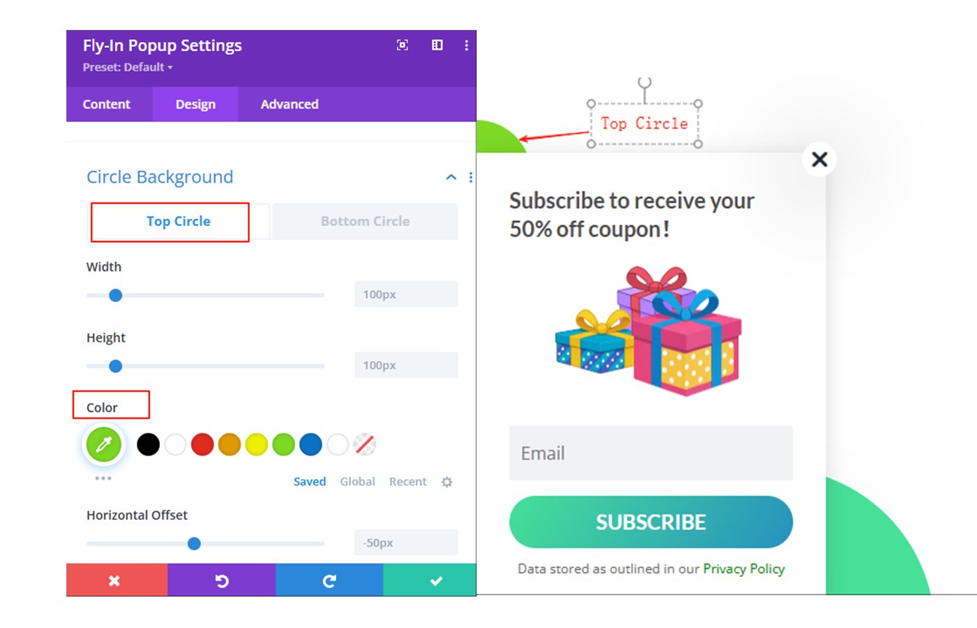 top circle color change